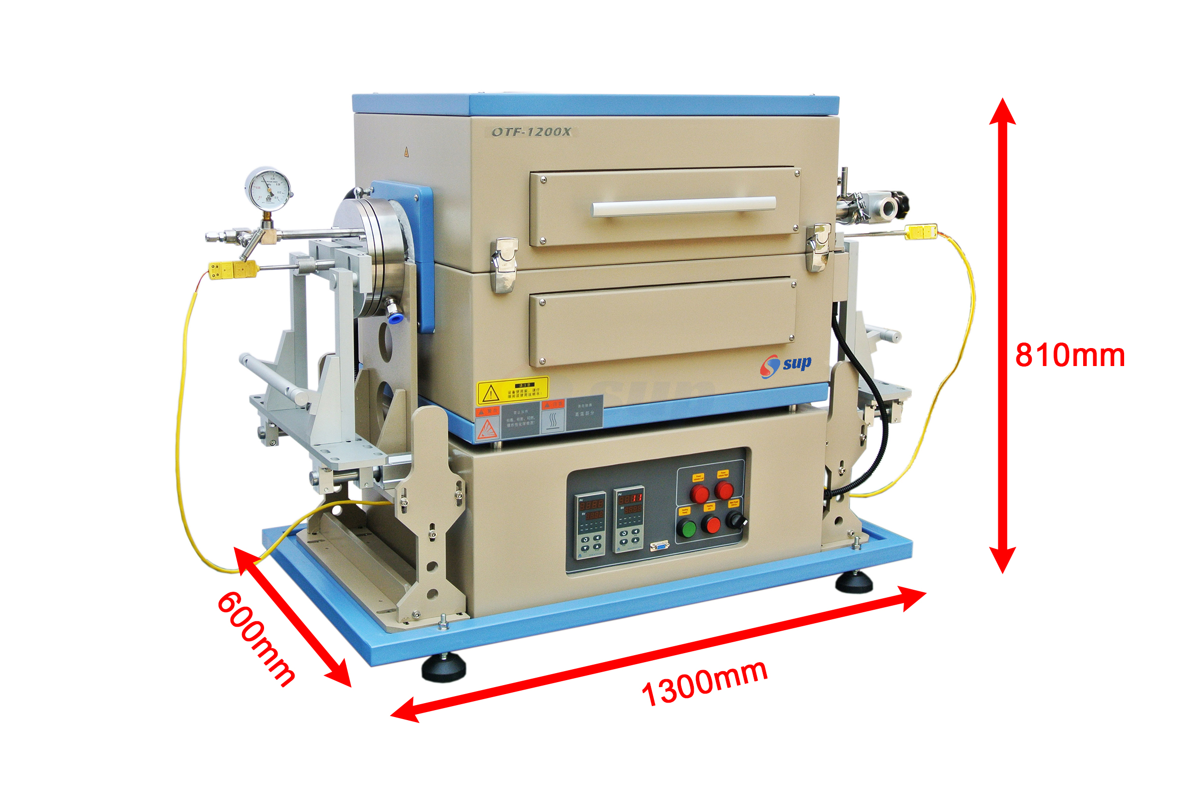 Dual-zone IR heated RTP furnace Dimension.png